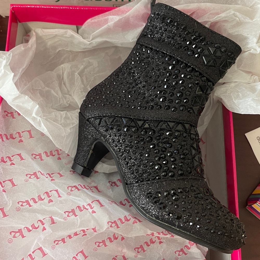 Girl's Rhinestone Low Heels Lace Up Combat Boots